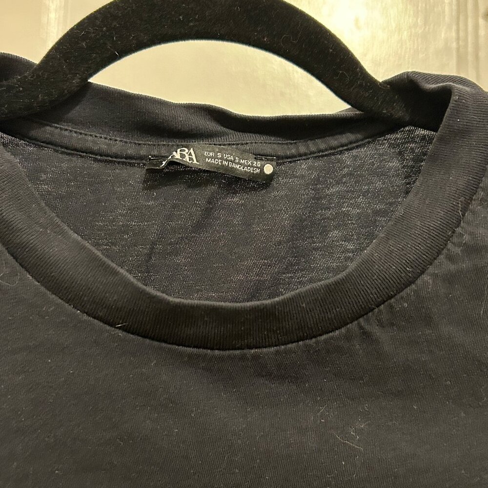 Black Zara Cropped T-Shirt | Size Small - Picture 2 of 3